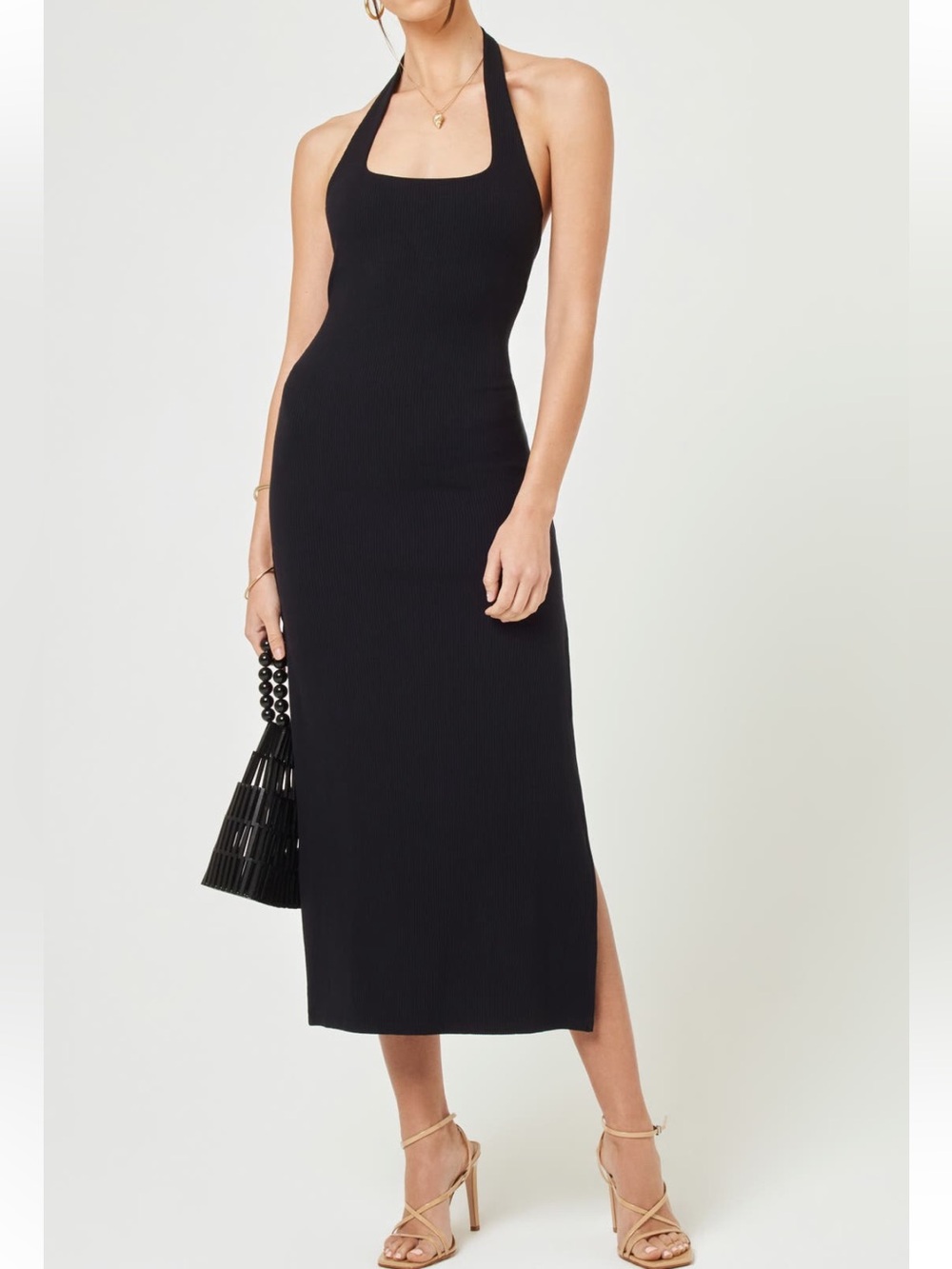 L*Space London Halter Midi Dress | Black | Large | NWOT